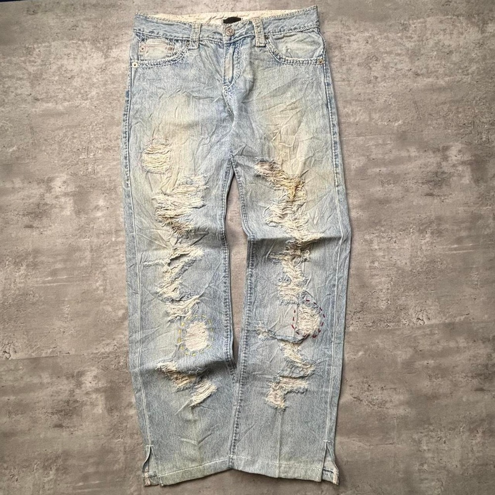 Unbranded Selvedge Denim Jeans Mens 32x30 Light Wash Distressed Vintage